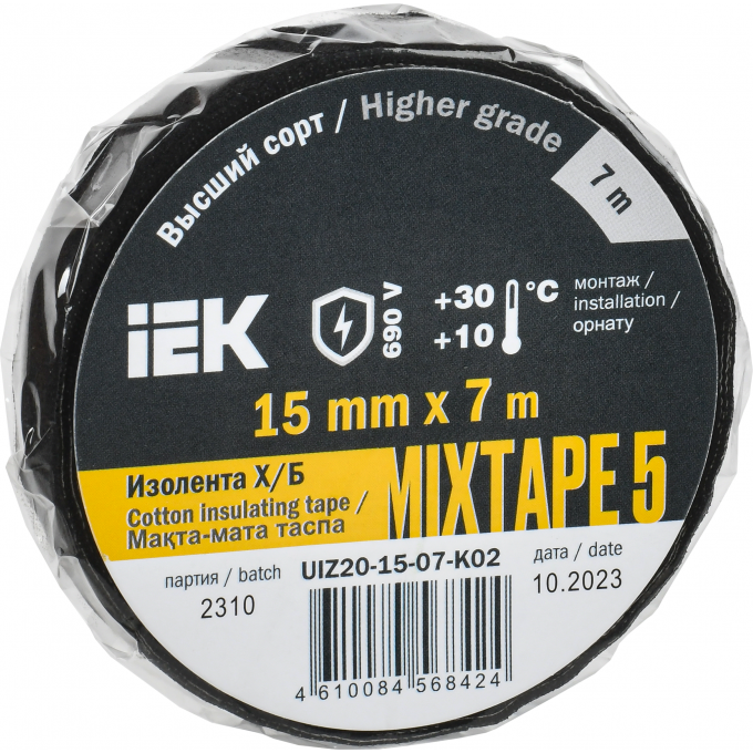 Изолента IEK MIXTAPE 5 Х/Б 15мм 7м UIZ20-15-07-K02 Изолента IEK MIXTAPE 5 Х/Б 15мм 7м UIZ20-15-07-K02
