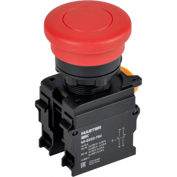 Кнопка "Грибок" без фиксации IEK MASTER MI-BG60-11M-3-21-K04 d=22мм 1NO+1NC красная