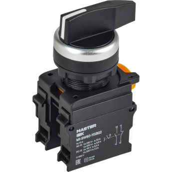 Переключатель длинная ручка на 2 положения возвратный IEK MASTER MI-SW60-11XB22-3-25-2-K02 1NO+1NC