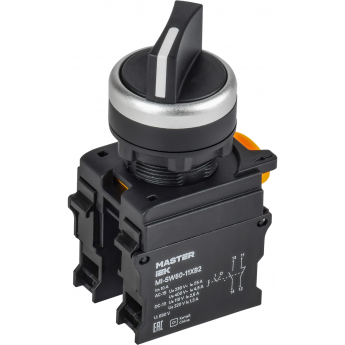 Переключатель IEK MASTER MI-SW60-11XB2-3-25-2-K02 длинная ручка на 2 положения 1NO+1NC чёрный