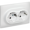 Розетка IEK SKANDY SK-R07W 2-местная с заземлением с защитными шторками 16А в сборе арктический белый SK-R24-16-K01-F