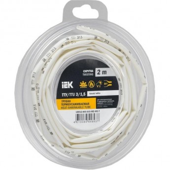 Трубка термоусадочная IEK ТТУ нг-LS 3/1.5 бел. (уп.2м) UDR12-003-D15-002-K01-T