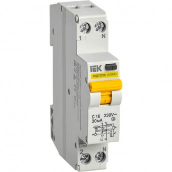 Выключатель автоматический дифференциального тока IEK АВДТ32МL C16 30мА KARAT - MVD12-1-016-C-030 Выключатель автоматический дифференциального тока IEK АВДТ32МL C16 30мА KARAT - MVD12-1-016-C-030